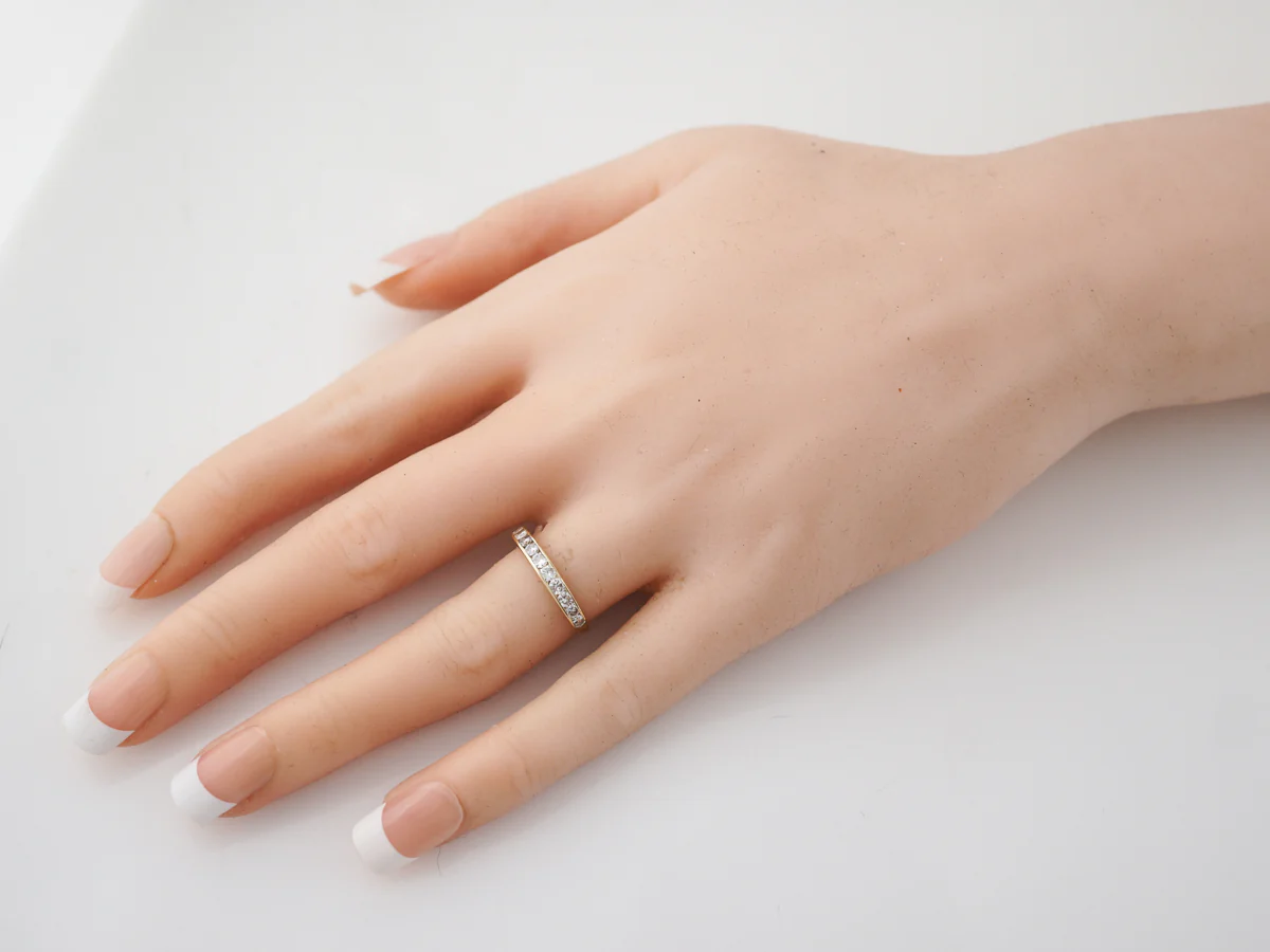 Wedding Band Modern .50 Round Brilliant Cut Diamonds in 14k Yellow Gold - Image 7