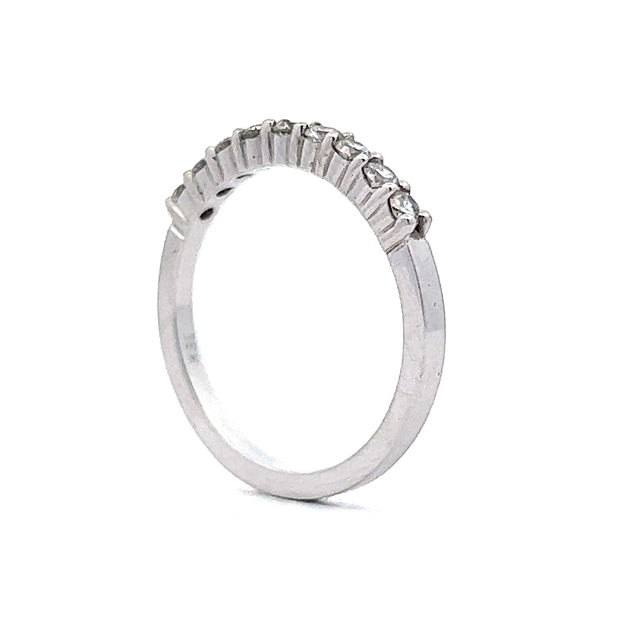 Wedding Band Modern .50 Round Brilliant Cut Diamonds in 18k White Gold - Image 5