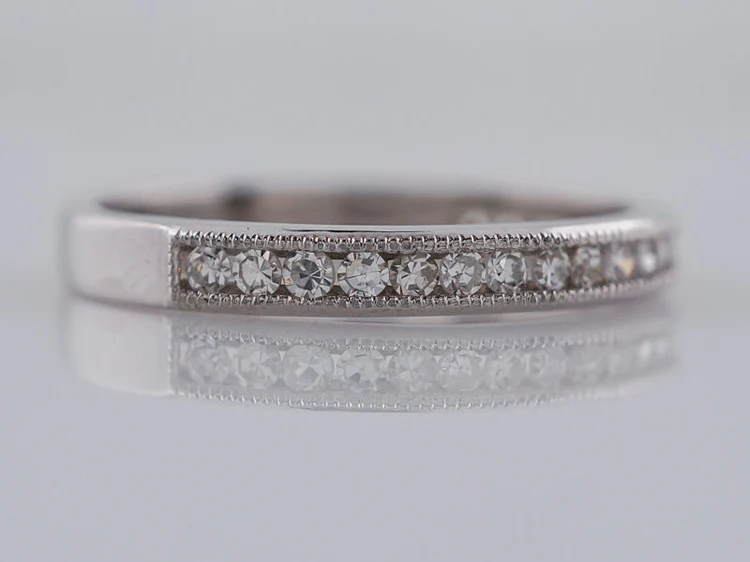 Wedding Band Modern .53cttw Single Cut Diamonds in 14k White Gold - Image 2