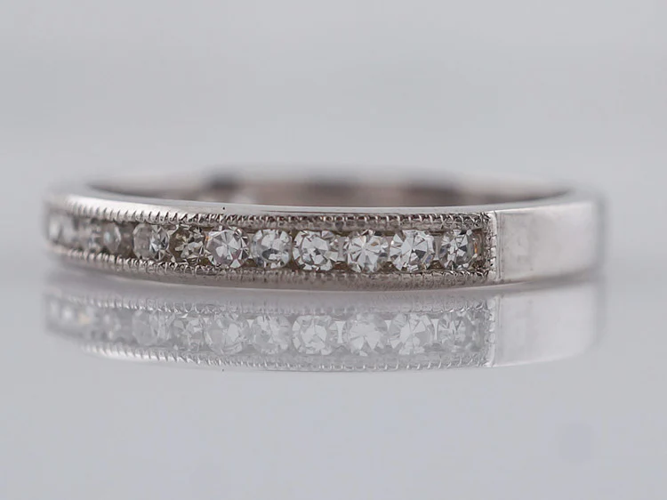 Wedding Band Modern .53cttw Single Cut Diamonds in 14k White Gold - Image 3