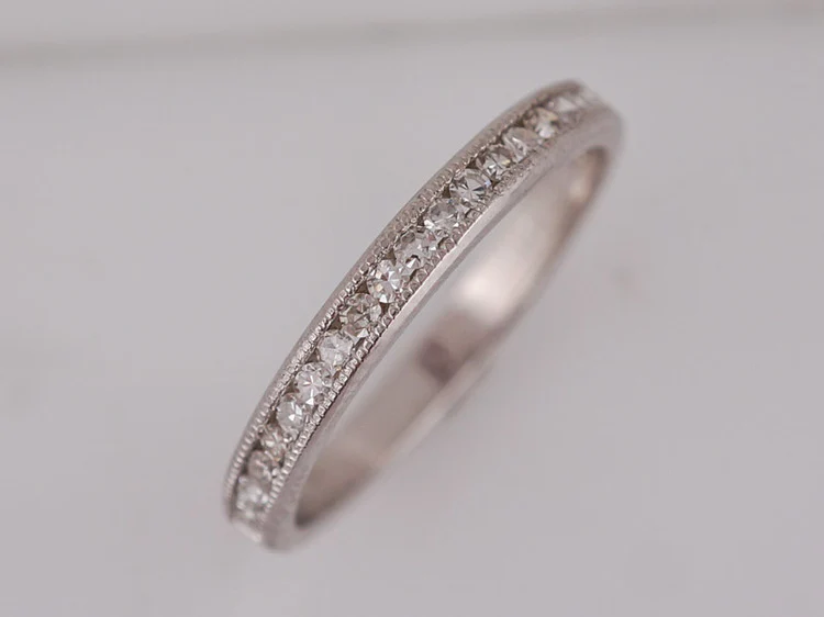 Wedding Band Modern .53cttw Single Cut Diamonds in 14k White Gold - Image 4