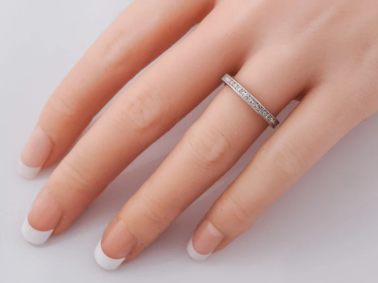 Wedding Band Modern .53cttw Single Cut Diamonds in 14k White Gold - Image 7