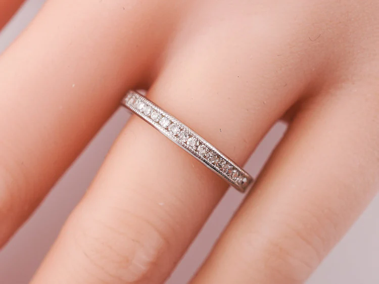 Wedding Band Modern .53cttw Single Cut Diamonds in 14k White Gold - Image 9