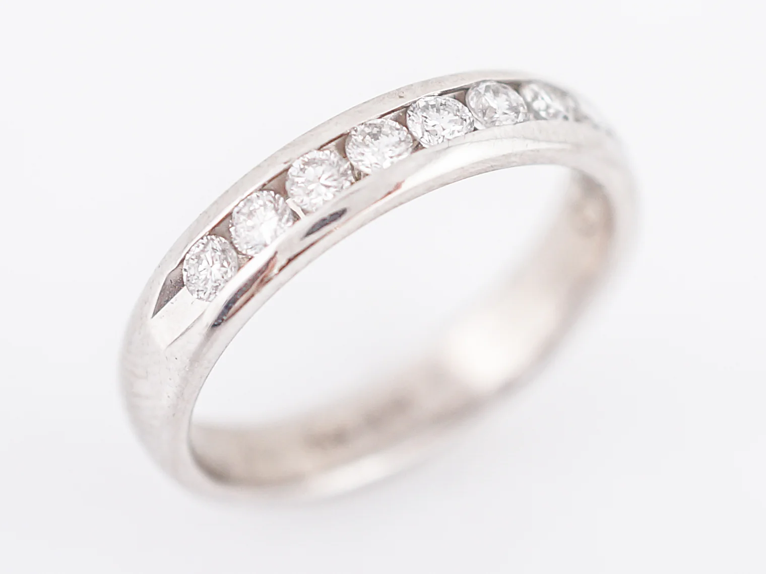 Wedding Band Modern .55 Round Brilliant Cut Diamonds in 14k White Gold - Image 5