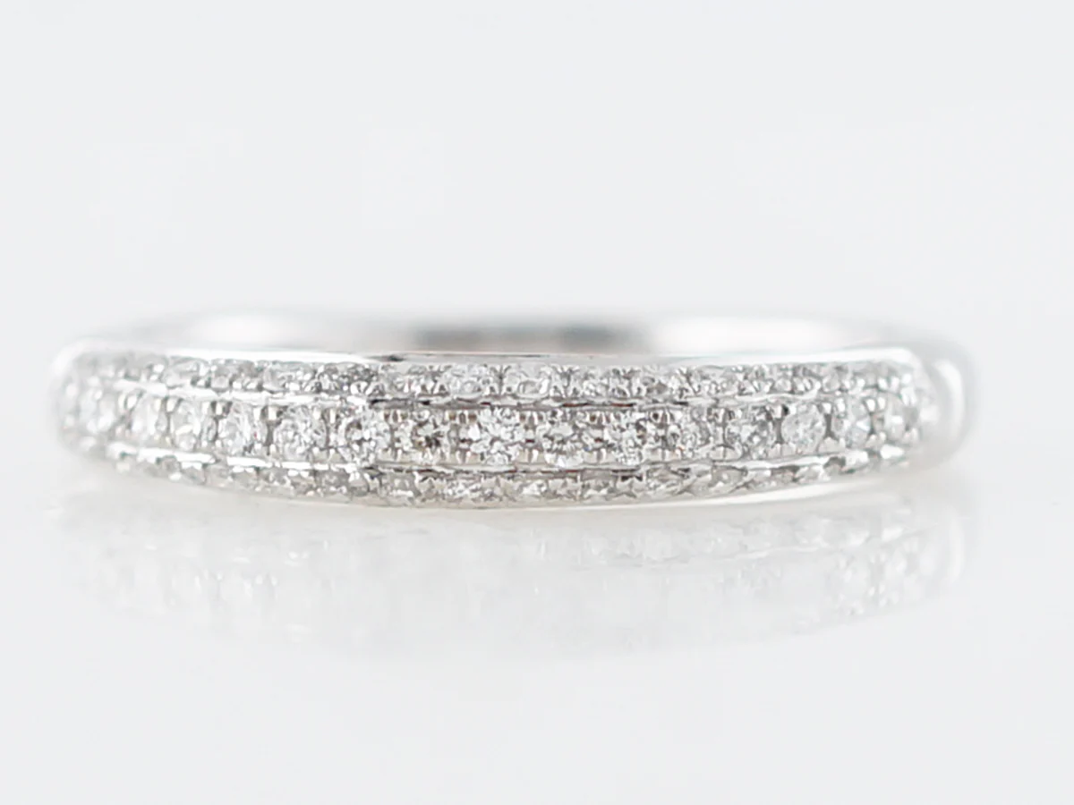 Wedding Band Modern .56 Round Brilliant Cut Diamonds in 14k White Gold