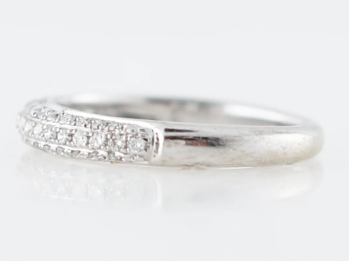 Wedding Band Modern .56 Round Brilliant Cut Diamonds in 14k White Gold - Image 2