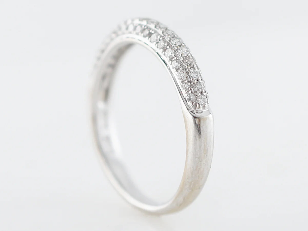 Wedding Band Modern .56 Round Brilliant Cut Diamonds in 14k White Gold - Image 5