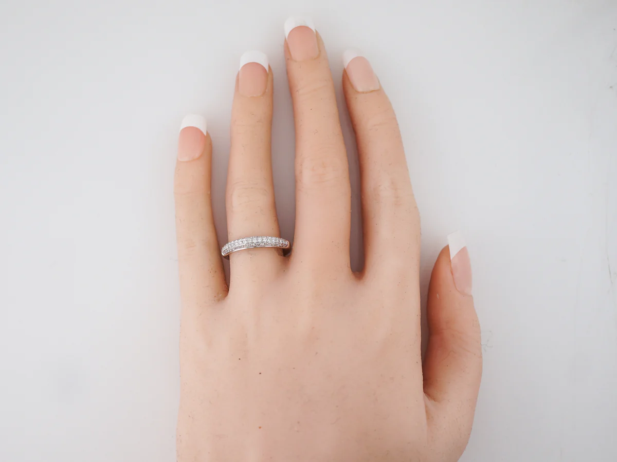 Wedding Band Modern .56 Round Brilliant Cut Diamonds in 14k White Gold - Image 6