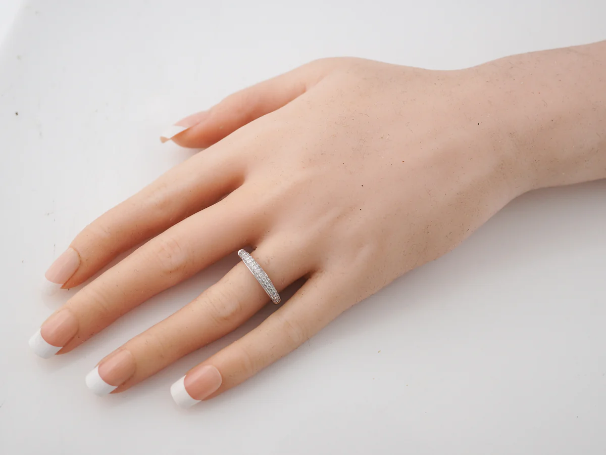 Wedding Band Modern .56 Round Brilliant Cut Diamonds in 14k White Gold - Image 7