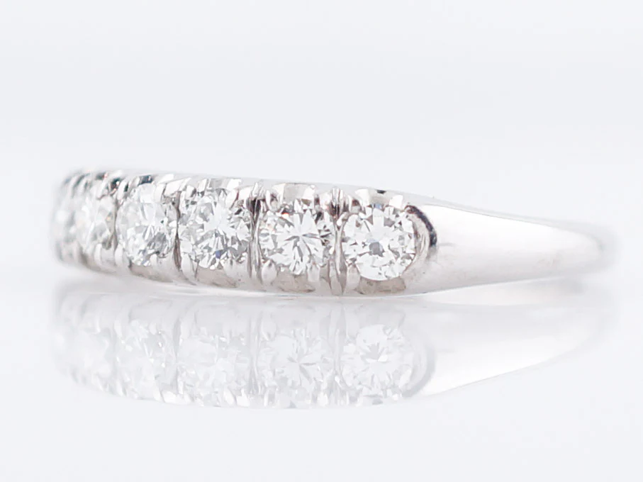 Wedding Band Modern .56 Round Brilliant Cut Diamonds in 18k White Gold - Image 2