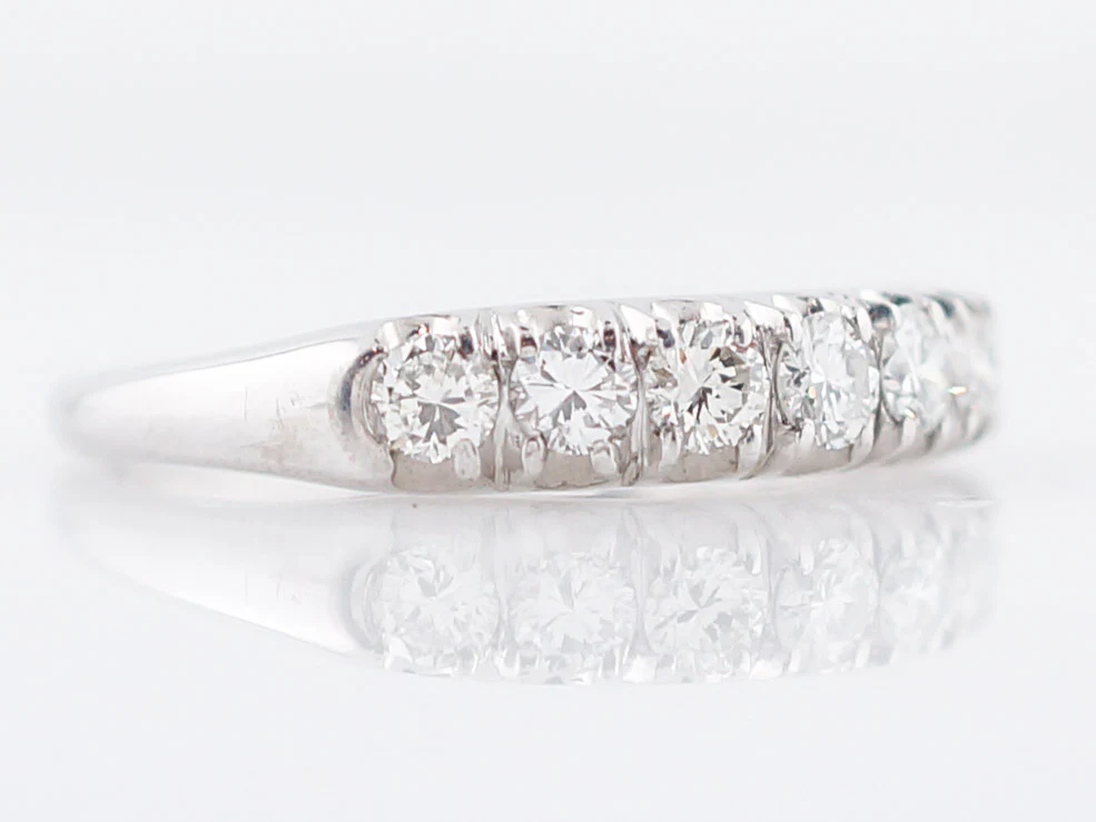 Wedding Band Modern .56 Round Brilliant Cut Diamonds in 18k White Gold - Image 3