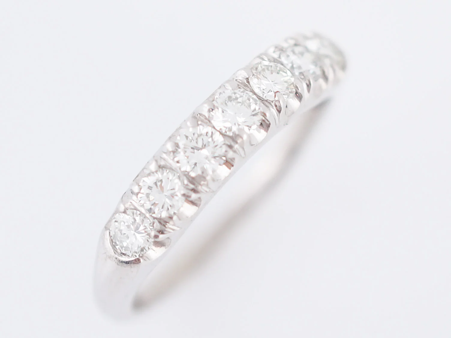 Wedding Band Modern .56 Round Brilliant Cut Diamonds in 18k White Gold - Image 4