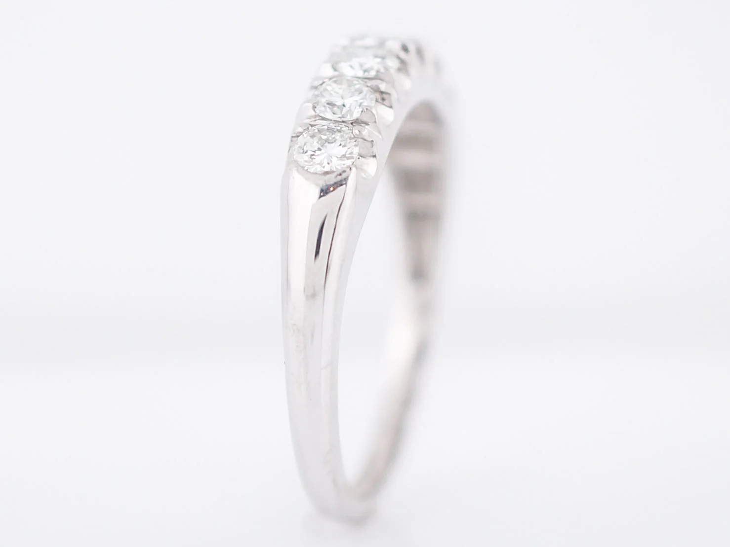 Wedding Band Modern .56 Round Brilliant Cut Diamonds in 18k White Gold - Image 5
