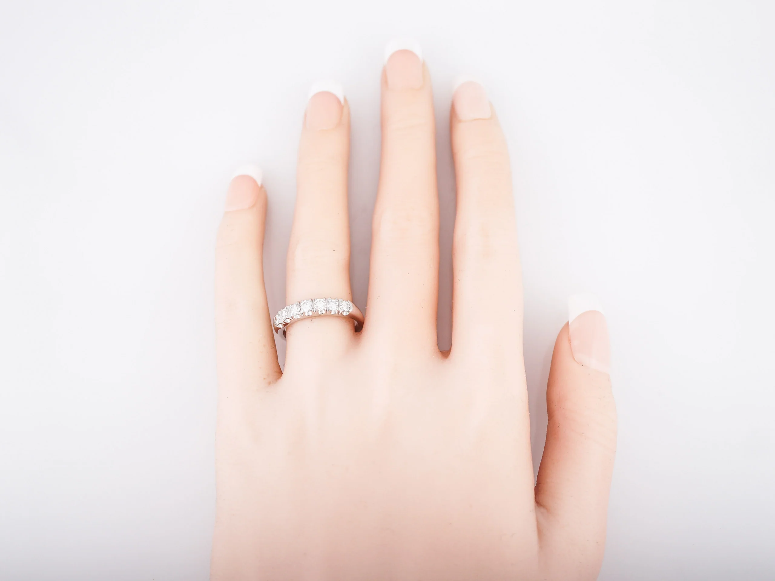 Wedding Band Modern .56 Round Brilliant Cut Diamonds in 18k White Gold - Image 6