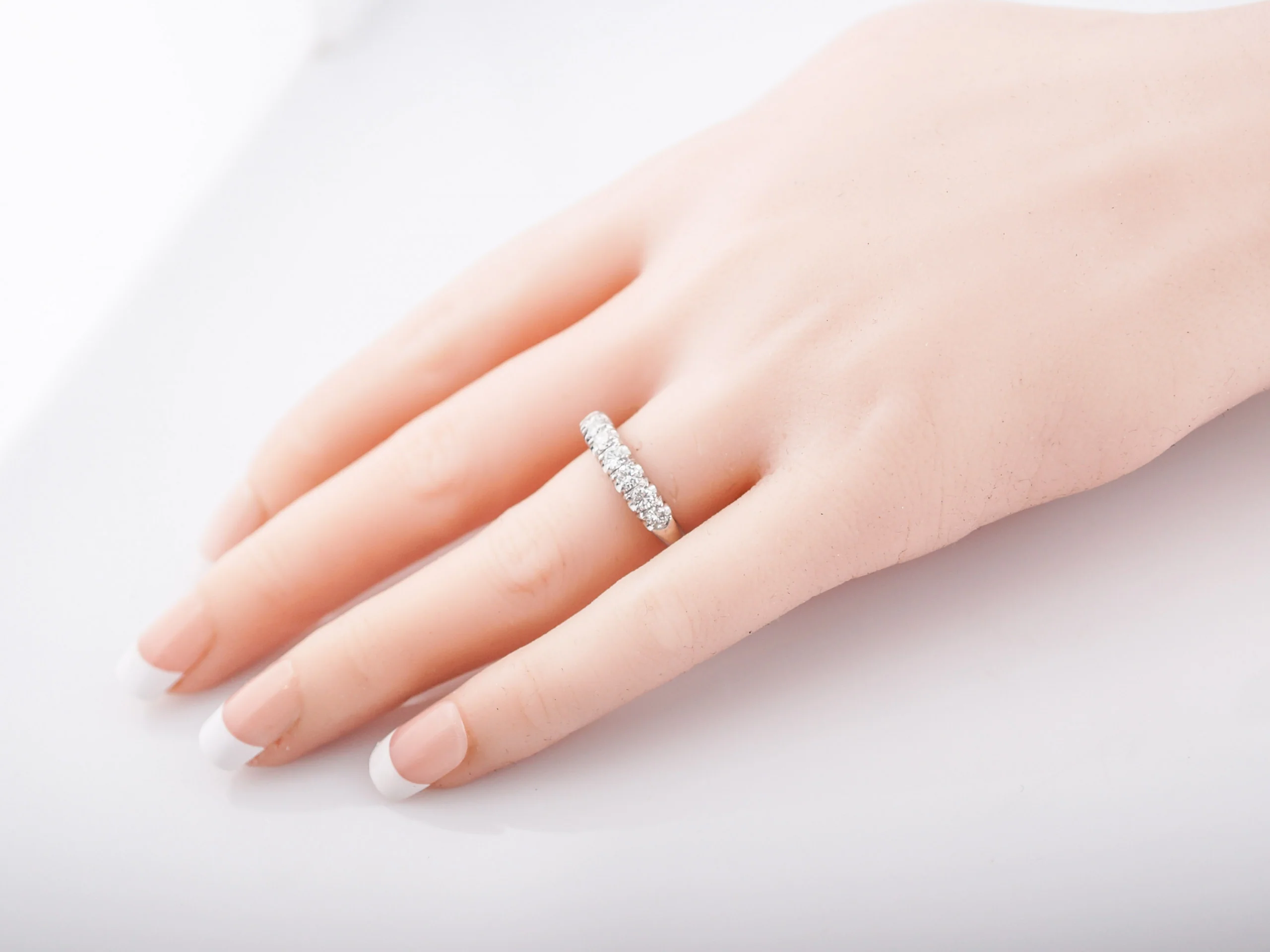 Wedding Band Modern .56 Round Brilliant Cut Diamonds in 18k White Gold - Image 7
