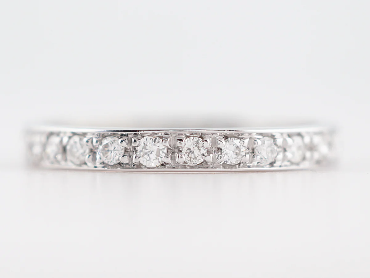 Wedding Band Modern .63 Round Brilliant Cut Diamonds in 14k White Gold
