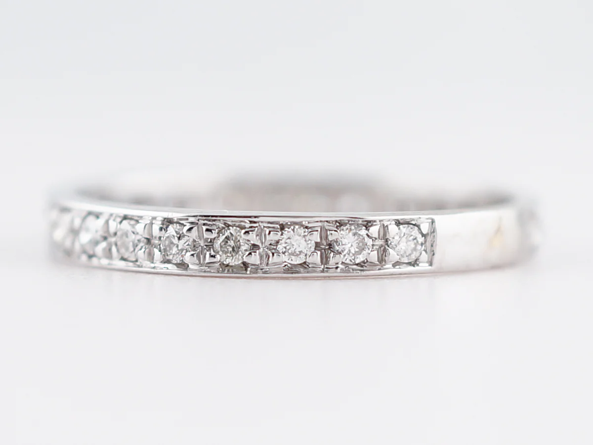 Wedding Band Modern .63 Round Brilliant Cut Diamonds in 14k White Gold - Image 2