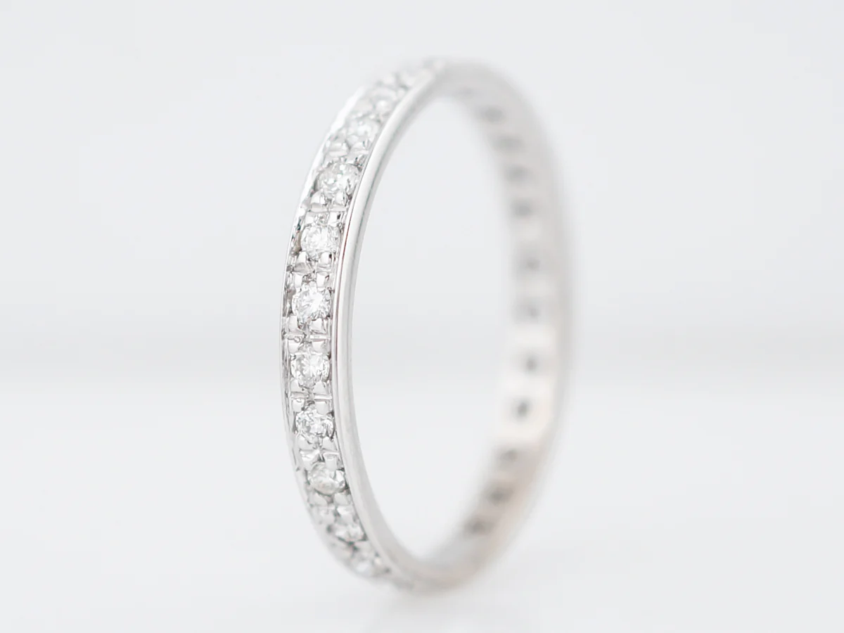 Wedding Band Modern .63 Round Brilliant Cut Diamonds in 14k White Gold - Image 3