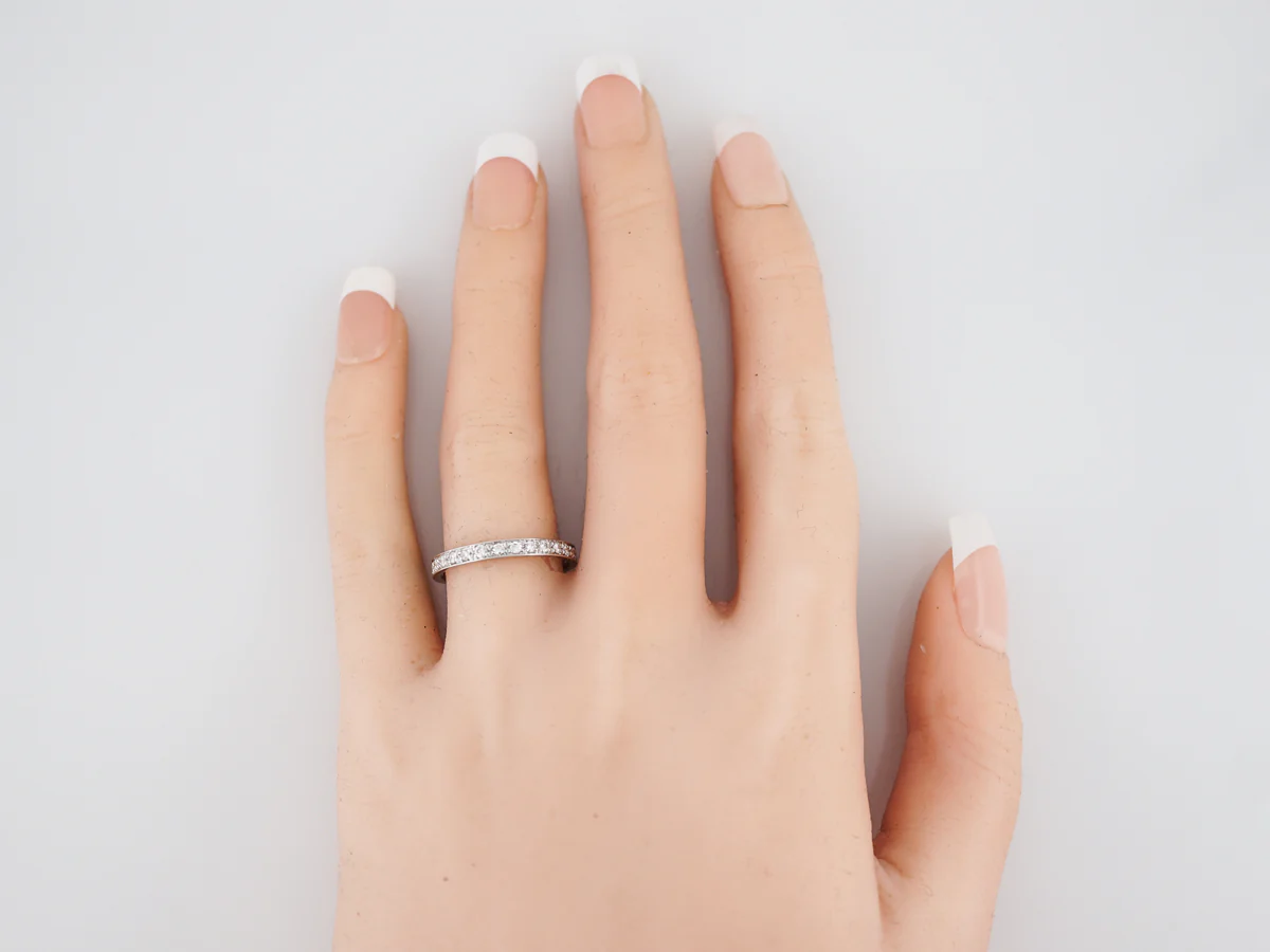 Wedding Band Modern .63 Round Brilliant Cut Diamonds in 14k White Gold - Image 4