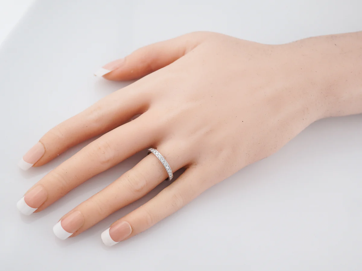Wedding Band Modern .63 Round Brilliant Cut Diamonds in 14k White Gold - Image 5