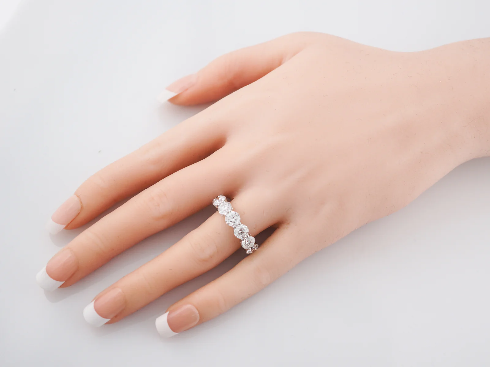 Wedding Band Modern 7.18 GIA Round Brilliant Cut Diamonds in 18k White Gold - Image 6