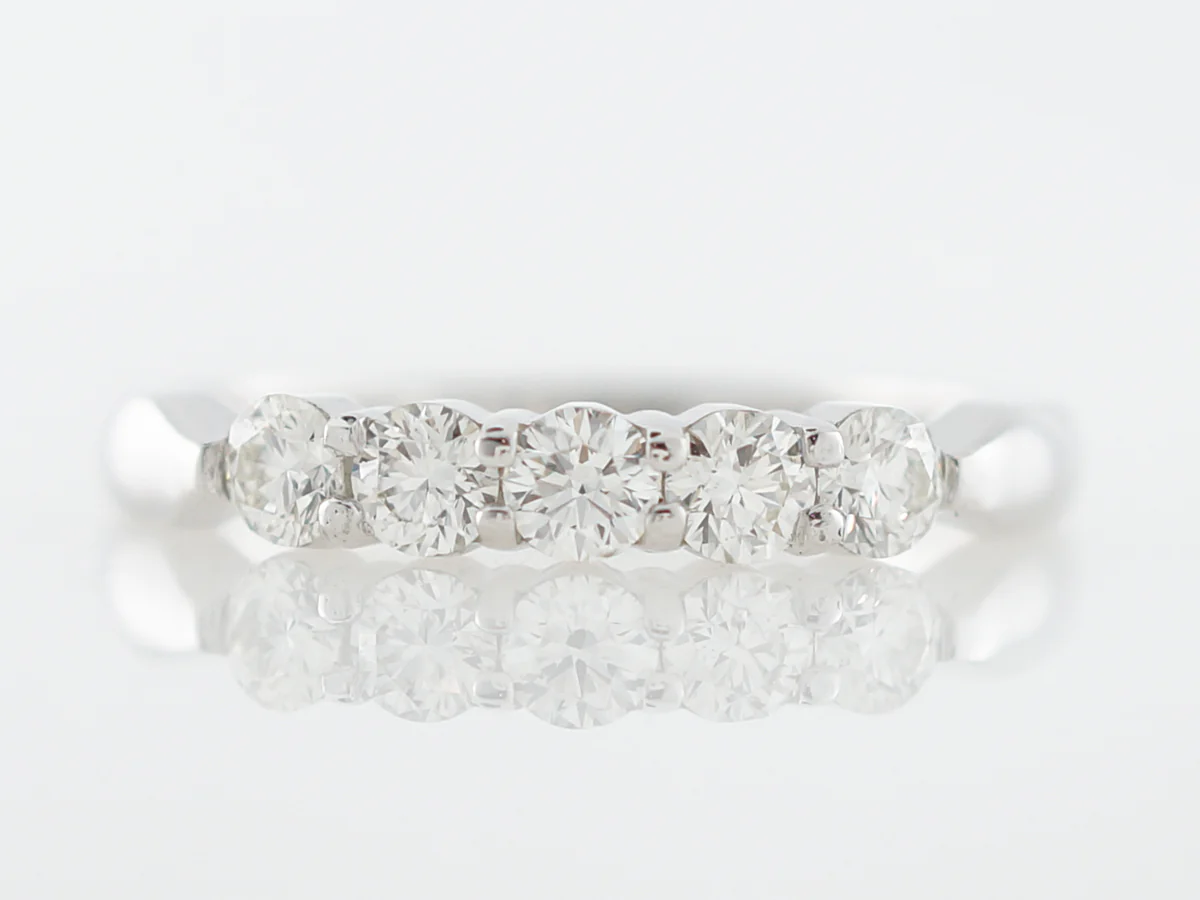 Wedding Band Modern .70 Round Brilliant Cut Diamonds in 18k White Gold