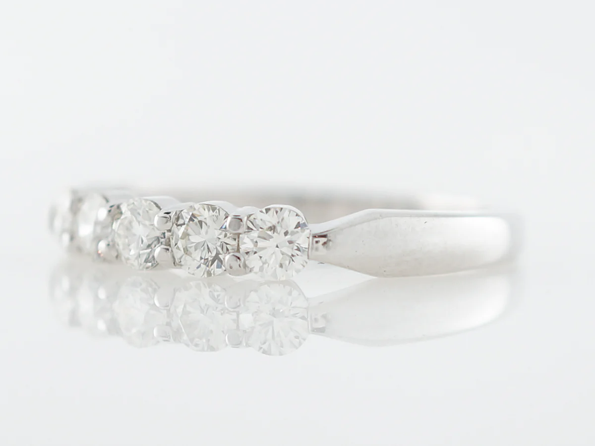 Wedding Band Modern .70 Round Brilliant Cut Diamonds in 18k White Gold - Image 2