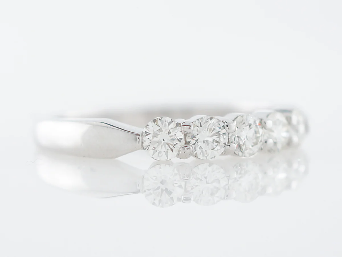 Wedding Band Modern .70 Round Brilliant Cut Diamonds in 18k White Gold - Image 3