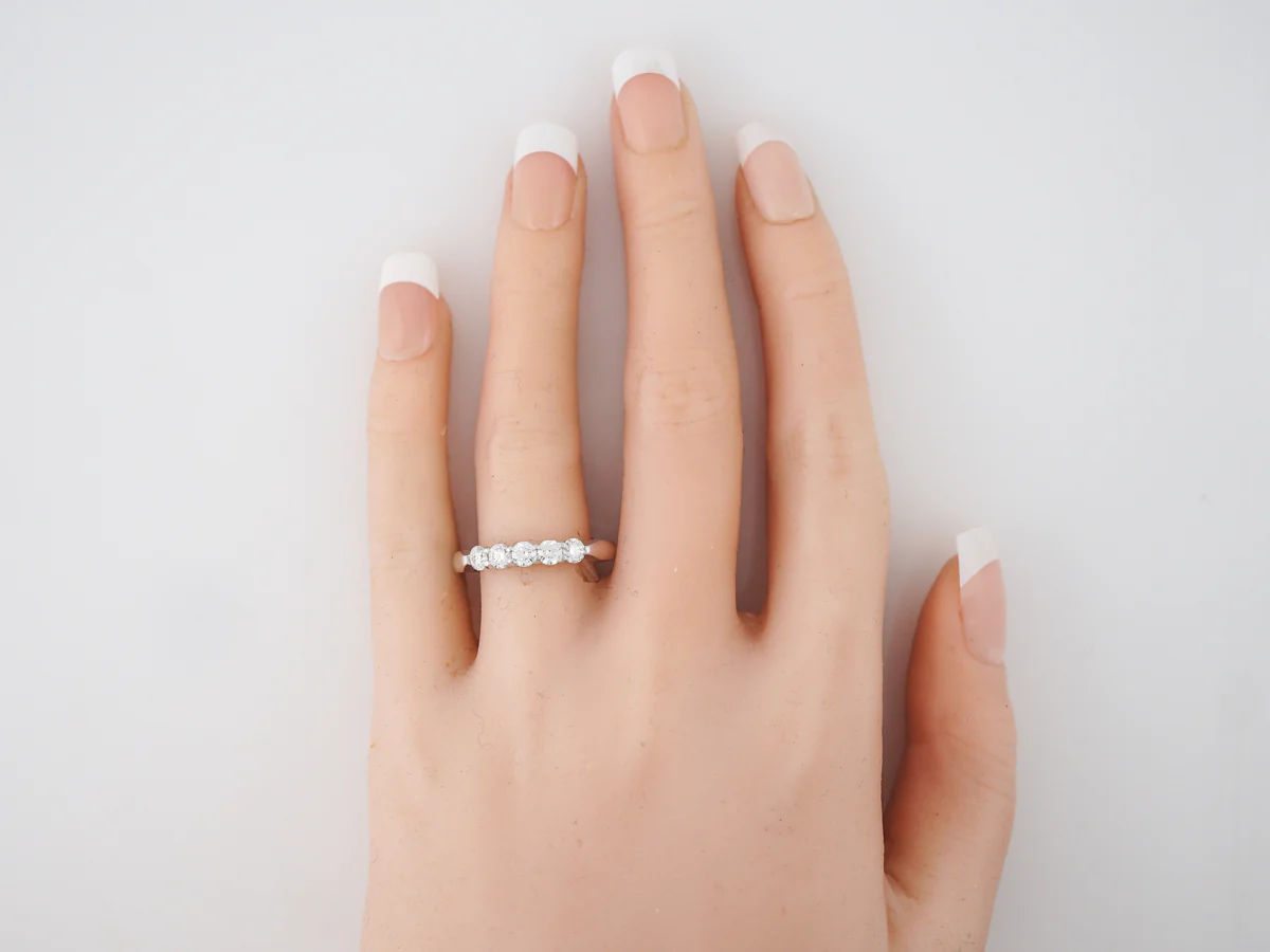Wedding Band Modern .70 Round Brilliant Cut Diamonds in 18k White Gold - Image 6