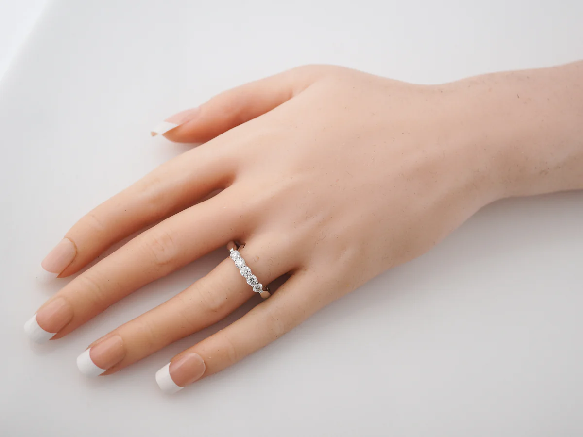 Wedding Band Modern .70 Round Brilliant Cut Diamonds in 18k White Gold - Image 7