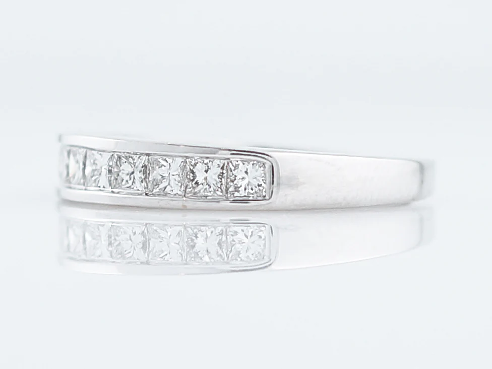 Wedding Band Modern .75 Princess Cut Diamonds in 14k White Gold - Image 2
