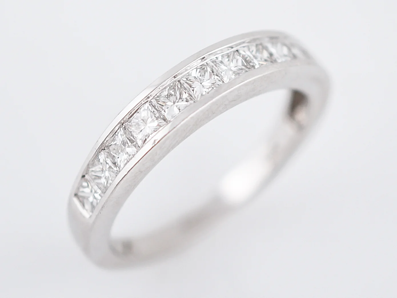 Wedding Band Modern .75 Princess Cut Diamonds in 14k White Gold - Image 3