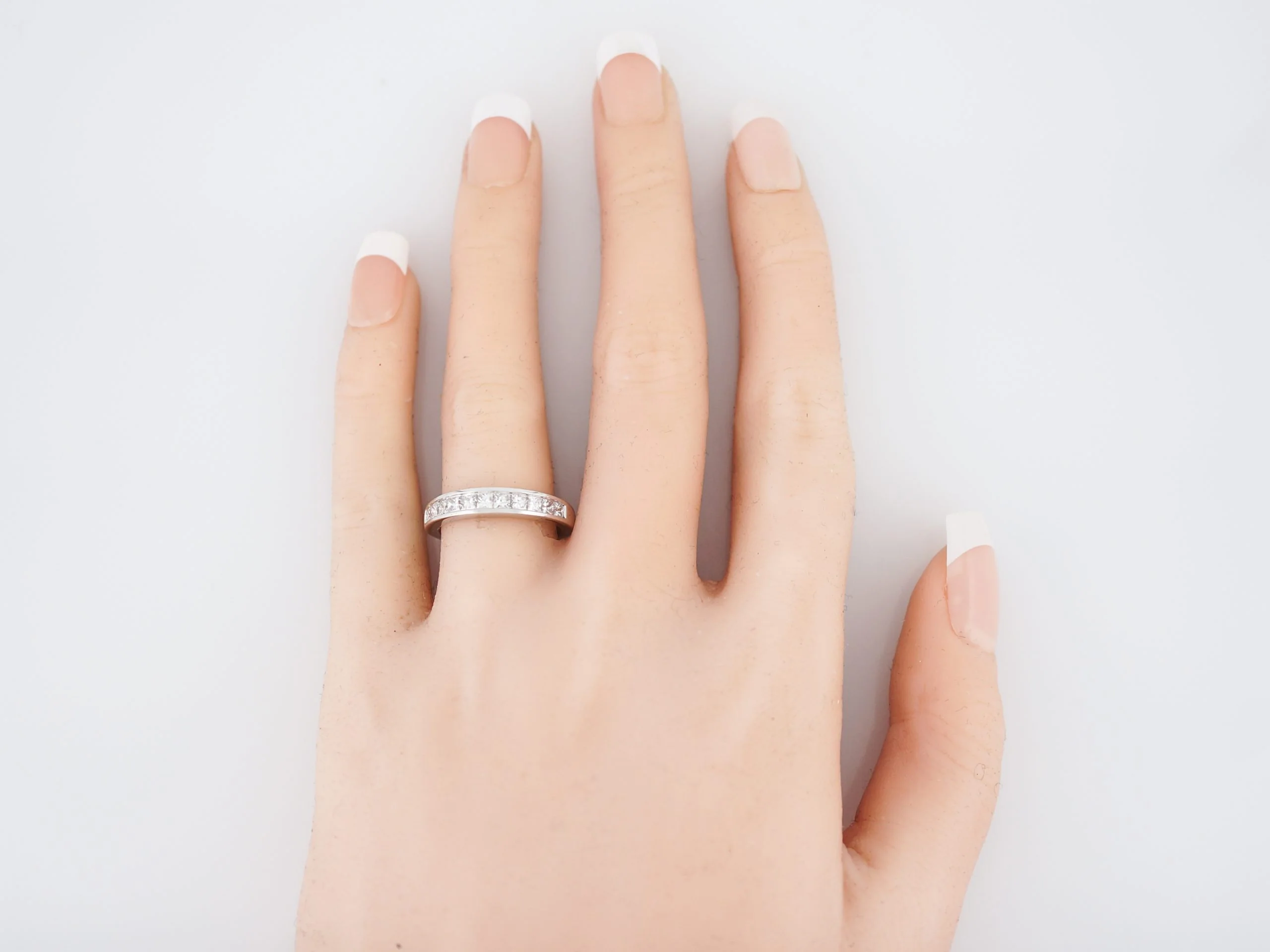 Wedding Band Modern .75 Princess Cut Diamonds in 14k White Gold - Image 4