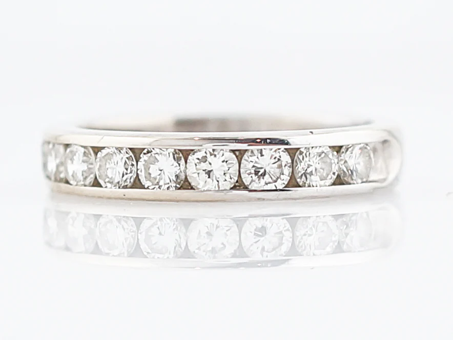 Wedding Band Modern .77 Round Brilliant Cut Diamonds in 14k White Gold