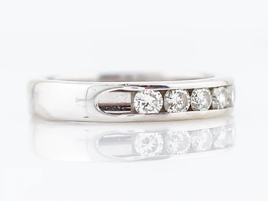 Wedding Band Modern .77 Round Brilliant Cut Diamonds in 14k White Gold - Image 3