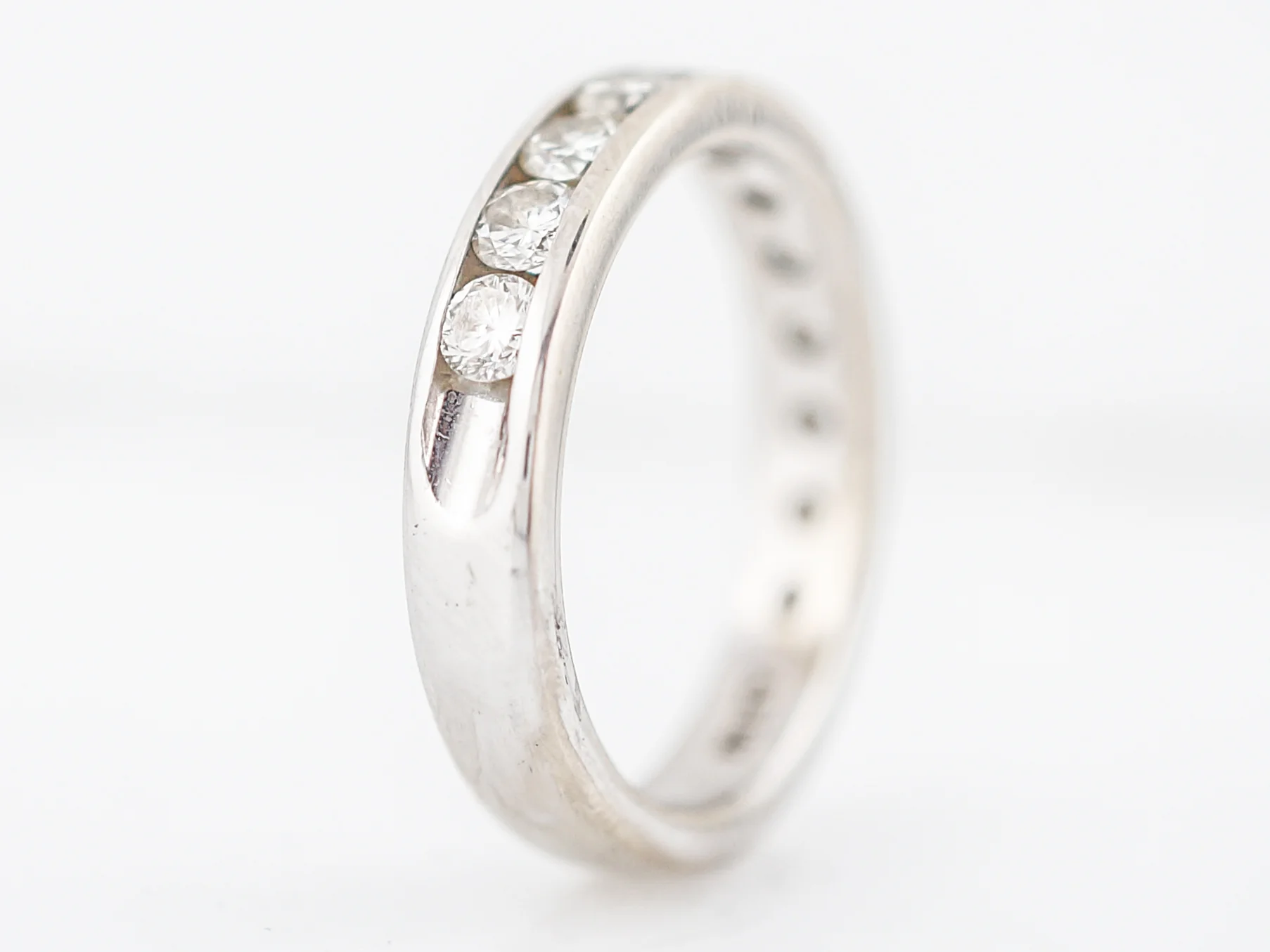 Wedding Band Modern .77 Round Brilliant Cut Diamonds in 14k White Gold - Image 4