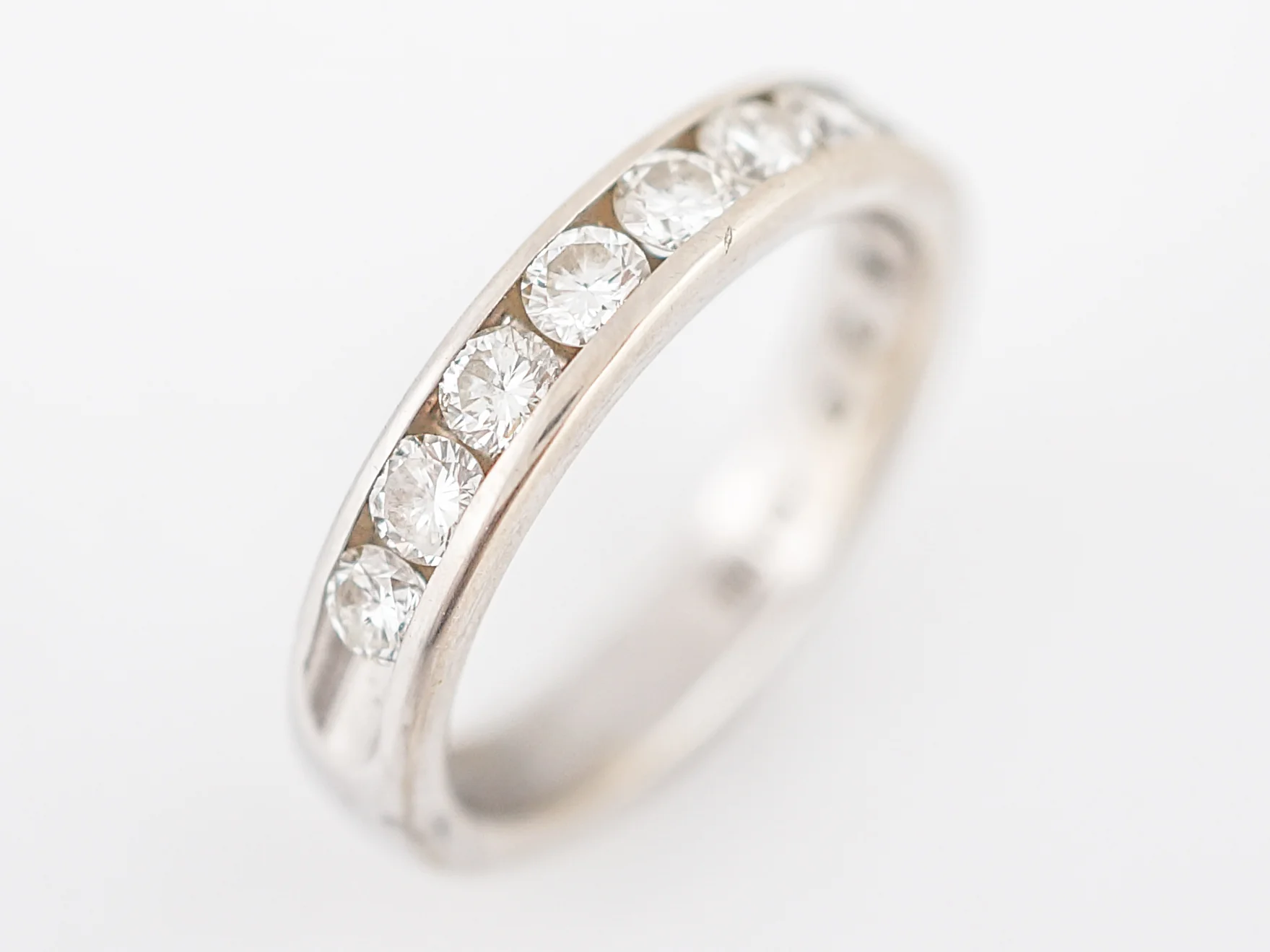 Wedding Band Modern .77 Round Brilliant Cut Diamonds in 14k White Gold - Image 5