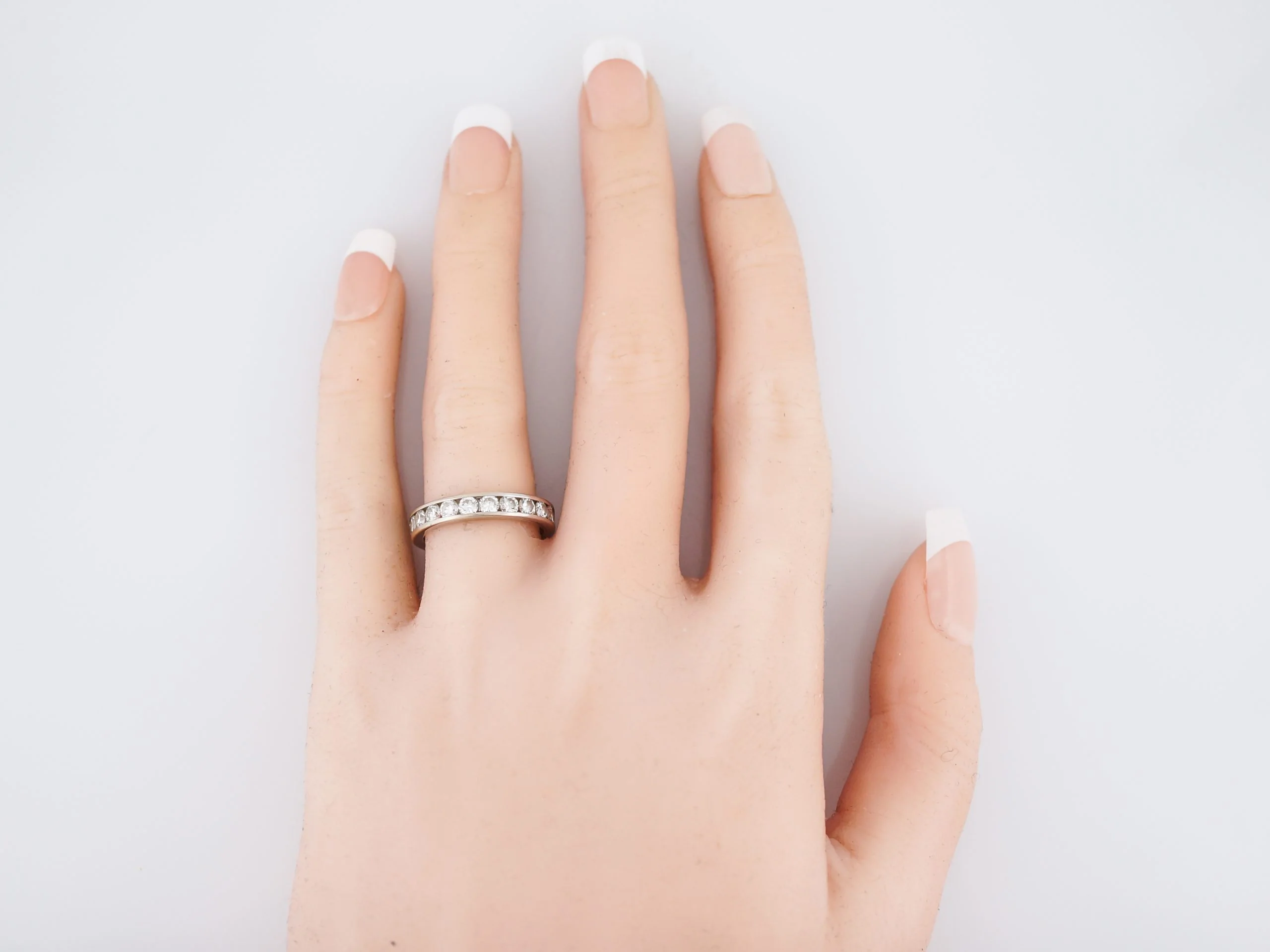 Wedding Band Modern .77 Round Brilliant Cut Diamonds in 14k White Gold - Image 6