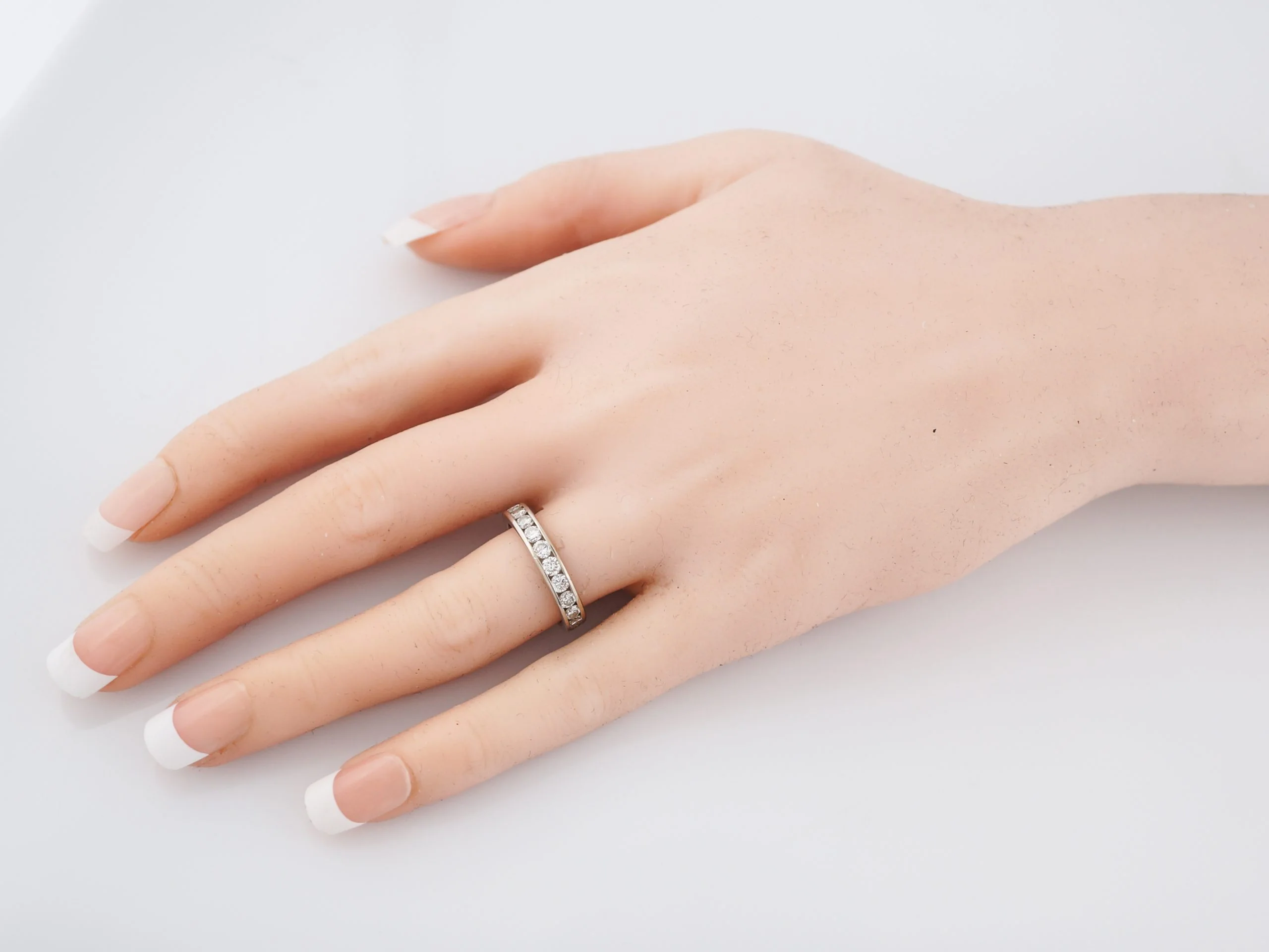 Wedding Band Modern .77 Round Brilliant Cut Diamonds in 14k White Gold - Image 7