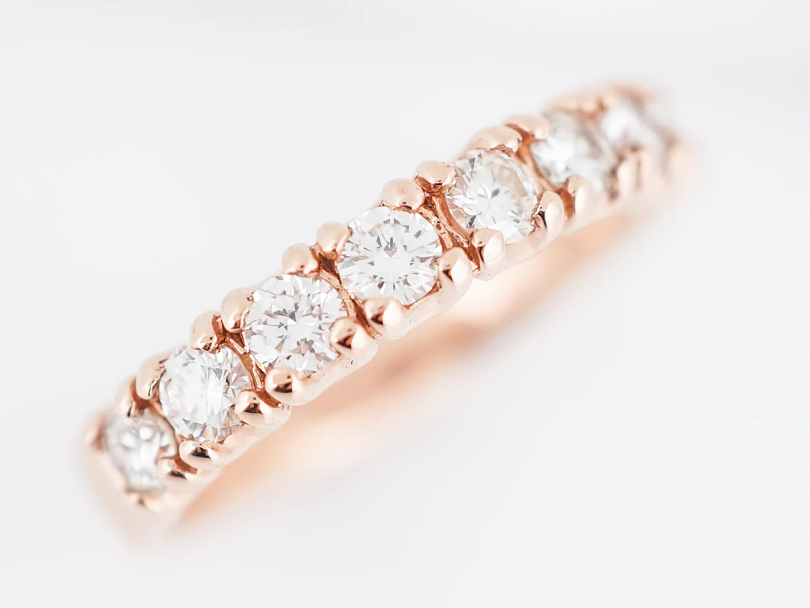 Wedding Band Modern .72 Round Brilliant Cut Diamonds in 14k Rose Gold - Image 3