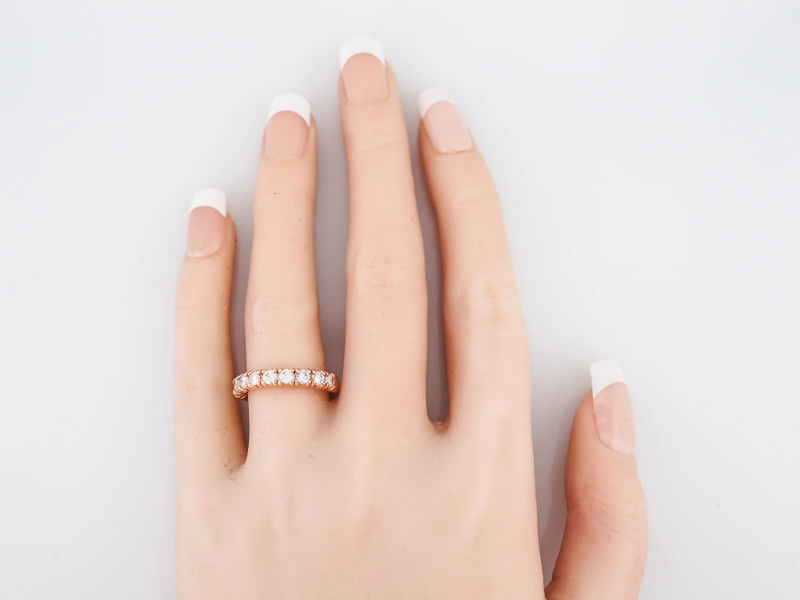 Wedding Band Modern .72 Round Brilliant Cut Diamonds in 14k Rose Gold - Image 5