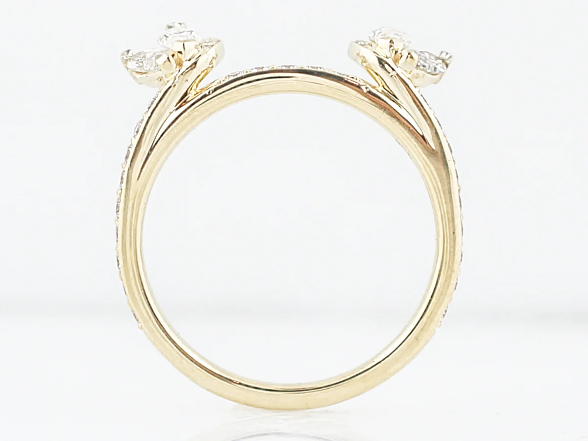 Wedding Band Modern .79 Marquis & Round Brilliant Cut Diamonds in 18k Yellow Gold - Image 4