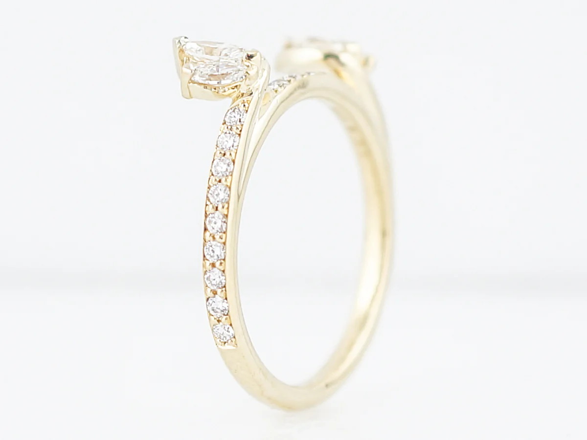 Wedding Band Modern .79 Marquis & Round Brilliant Cut Diamonds in 18k Yellow Gold - Image 5