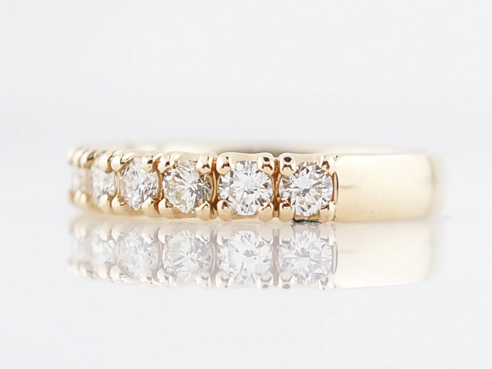 Wedding Band Modern .80 Round Brilliant Cut Diamond in 14k Yellow Gold - Image 2