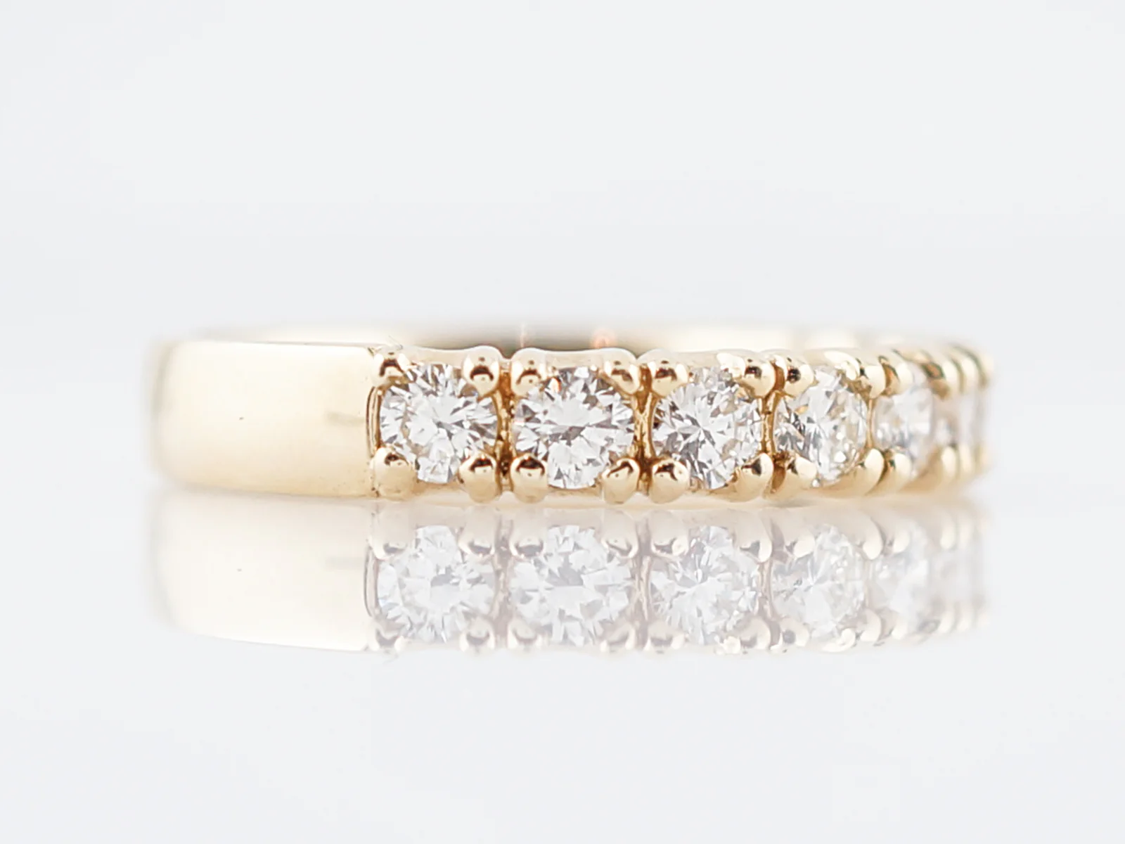 Wedding Band Modern .80 Round Brilliant Cut Diamond in 14k Yellow Gold - Image 3