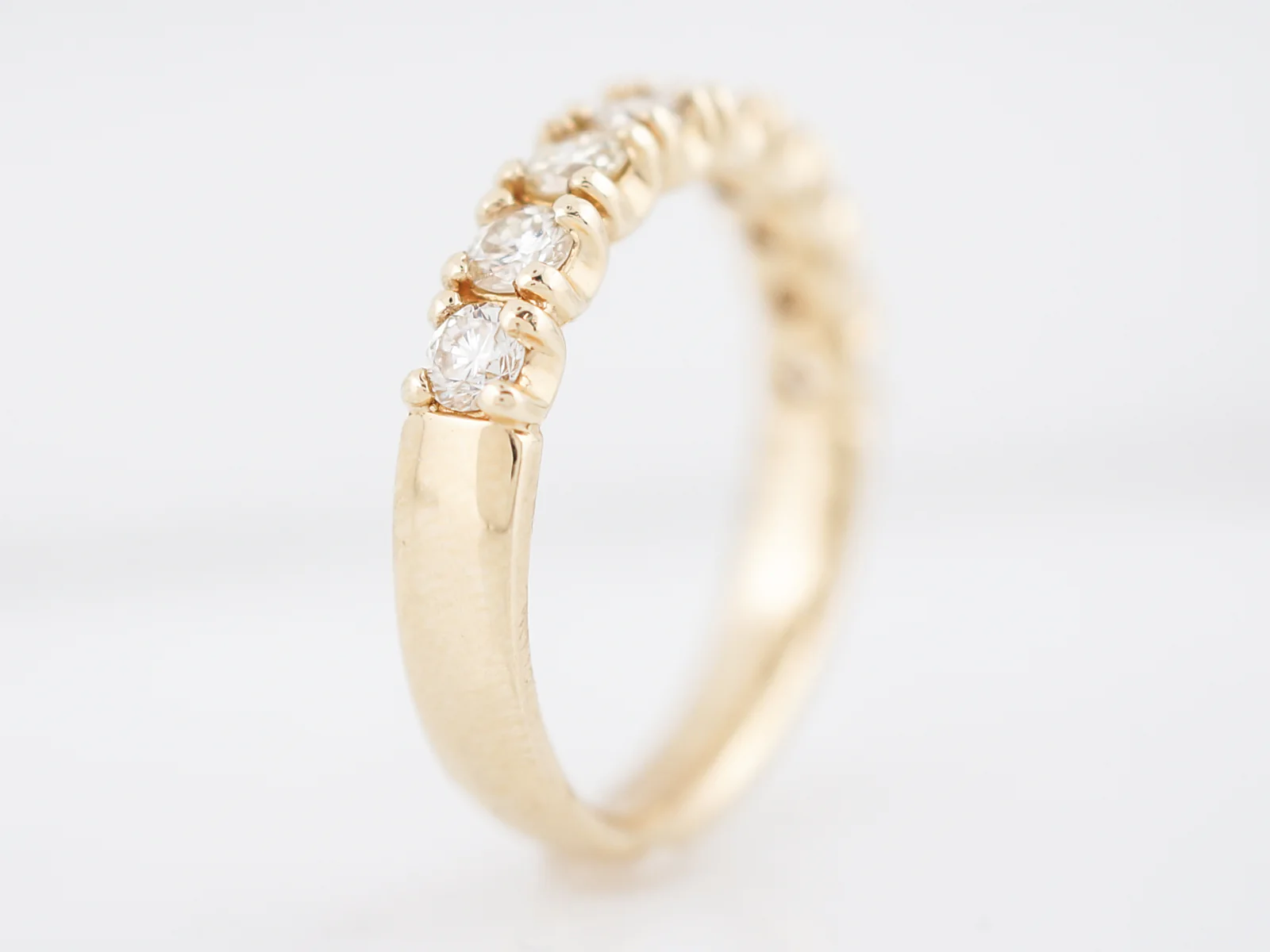 Wedding Band Modern .80 Round Brilliant Cut Diamond in 14k Yellow Gold - Image 4