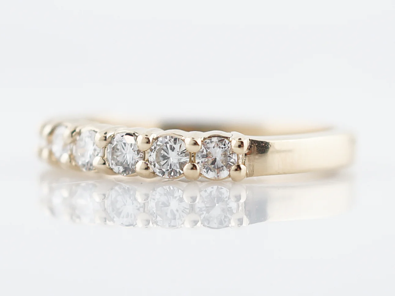 Wedding Band Modern .81 Round Brilliant Cut Diamonds in 14K Yellow Gold - Image 2