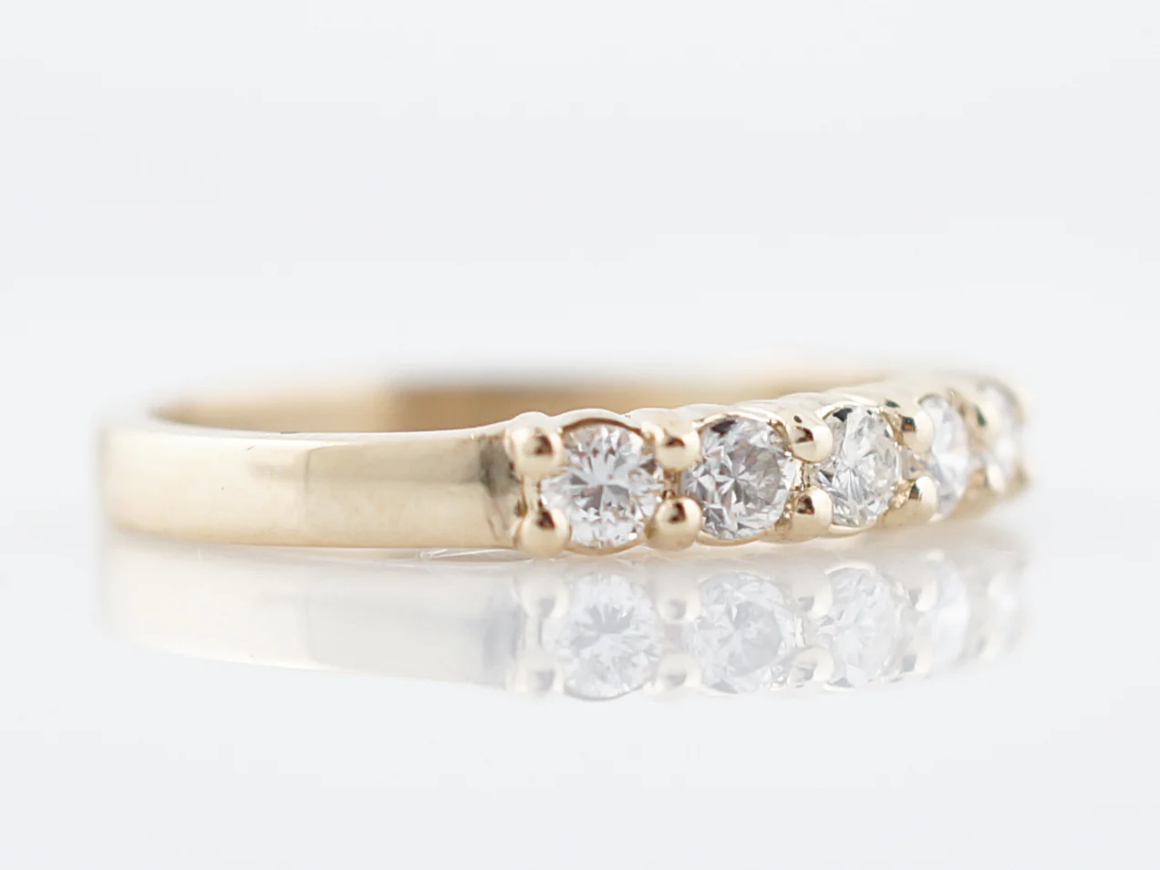 Wedding Band Modern .81 Round Brilliant Cut Diamonds in 14K Yellow Gold - Image 3