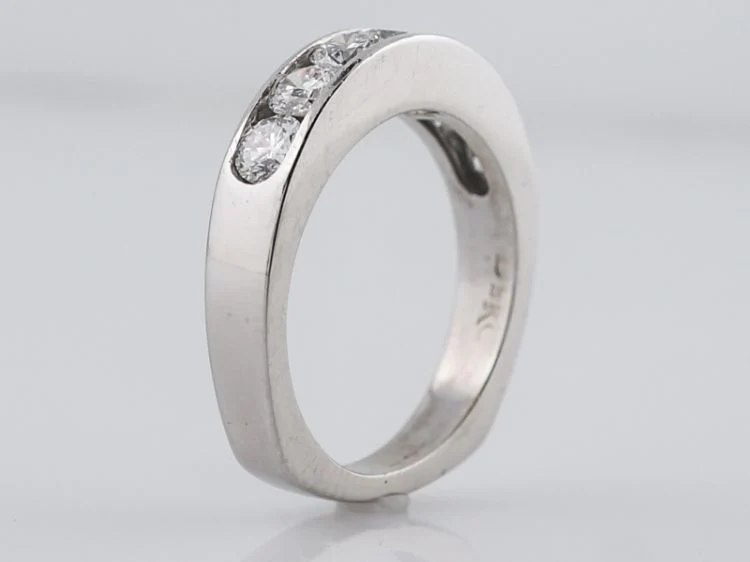 Wedding Band Modern .98 Round Brilliant Cut Diamonds in 14k White Gold - Image 5