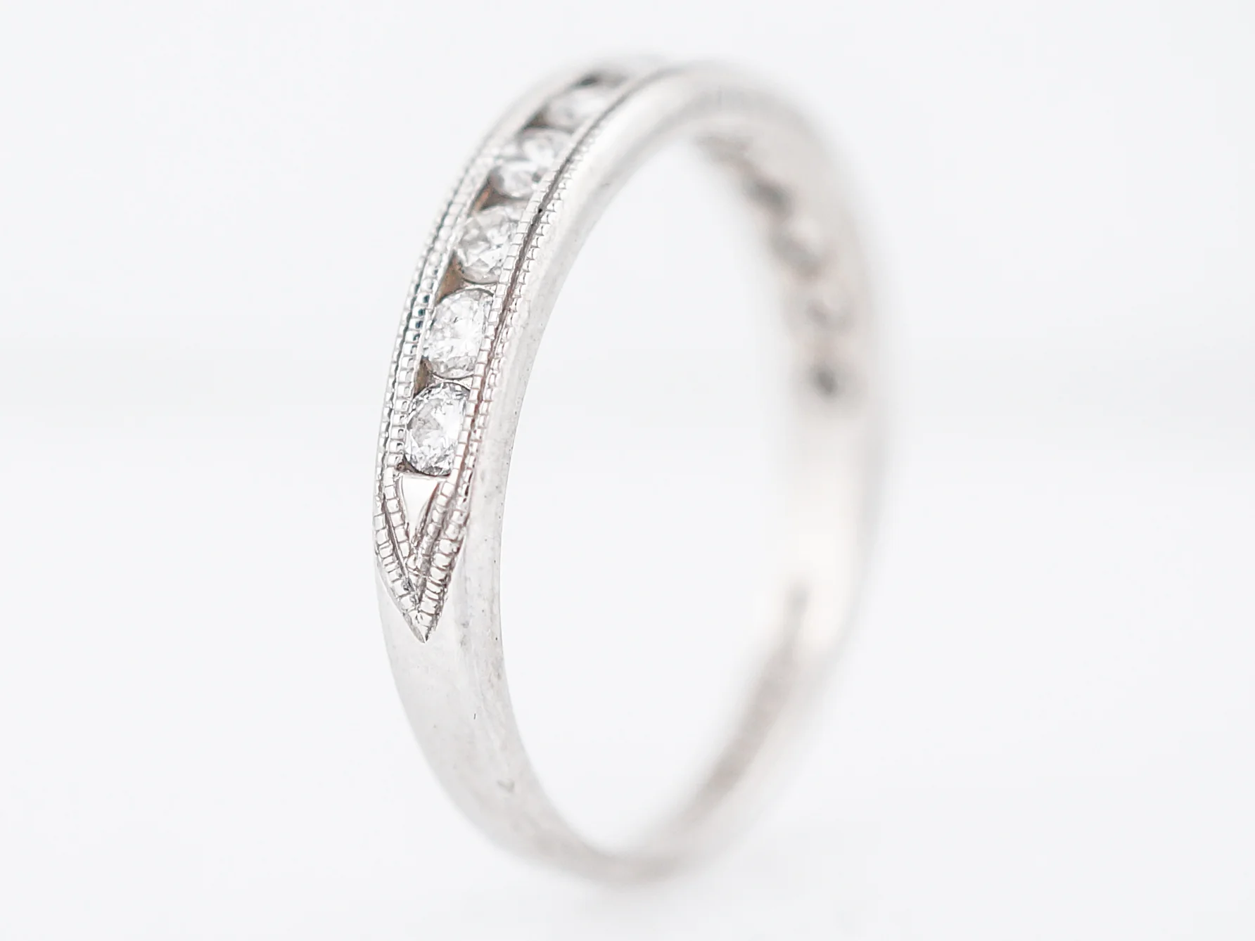 Wedding Band Modern .36 Round Brilliant Cut Diamonds in 14k White Gold - Image 4